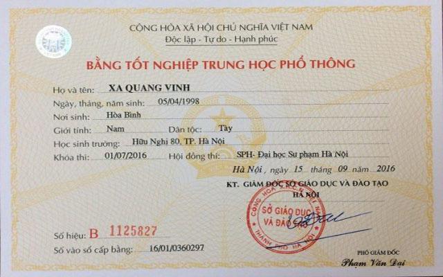 Bằng cấp 3 phôi thật